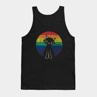 RETRO STYLE - RAINBOW BLACK CAT Tank Top